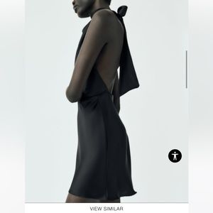 Zara Black Satin Backless Dress with Bow - Semiformal in Medium